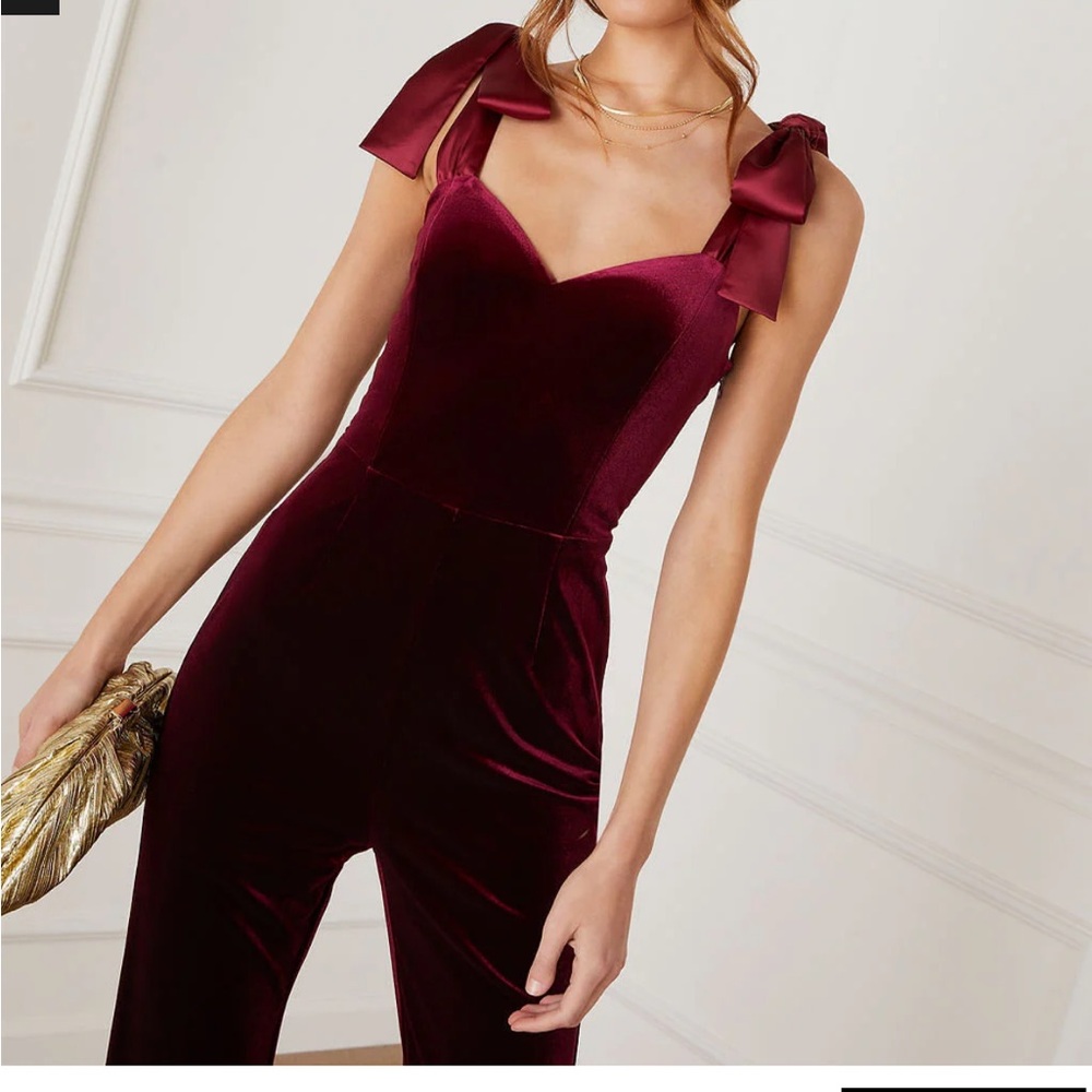 Endless Rose Velvet Burgundy Jumpsuit